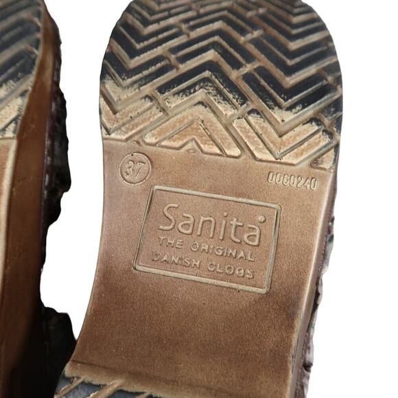 Sanita Shoes Womens 37 Clog Slip On Danish Woven Textile Brown Teal Comfort Walk - Picture 14 of 16